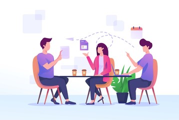 Team meeting flat illustration