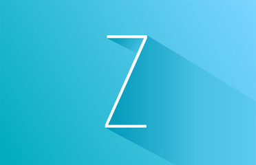 long shadow Z logo letter alphabet for company icon design in white and blue