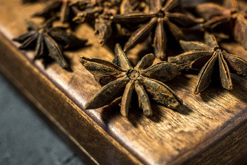 star anise and cloves on white background