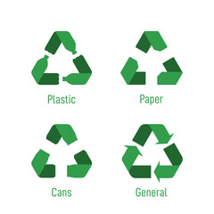 Obraz premium Recycling sings with waste products materials labels or stickers.