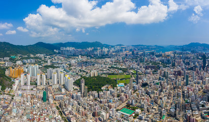 Fototapeta premium Top view of Hong Kong city