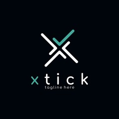 x tick modern logo design unique