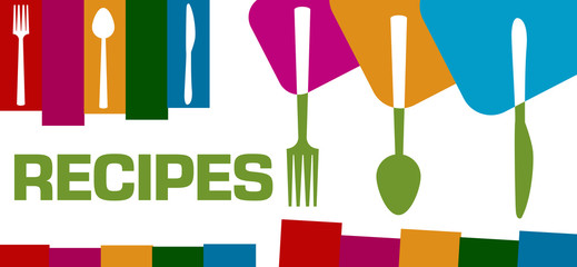 Recipes Colorful Shapes Spoon Fork Knife 