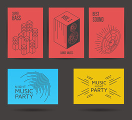 Set of music party posters. Sound design elements