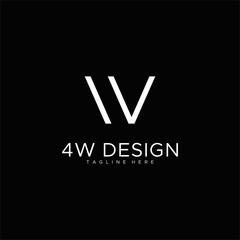 letter 4 W logo design unique