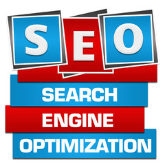 SEO - Search Engine Optimization Red Blue Blocks Bottom Text 
