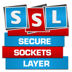 SSL - Secure Sockets Layer Red Blue Blocks Bottom Text 
