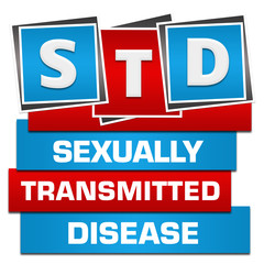 STD - Sexually Transmitted Disease Red Blue Blocks Bottom Text 