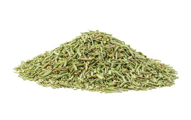 Chopped rosemary isolated on white background with copy space for text or images. Spices and herbs....