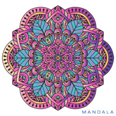 Vector round abstract circle. Mandala style. Decorative element, colored circular design element.