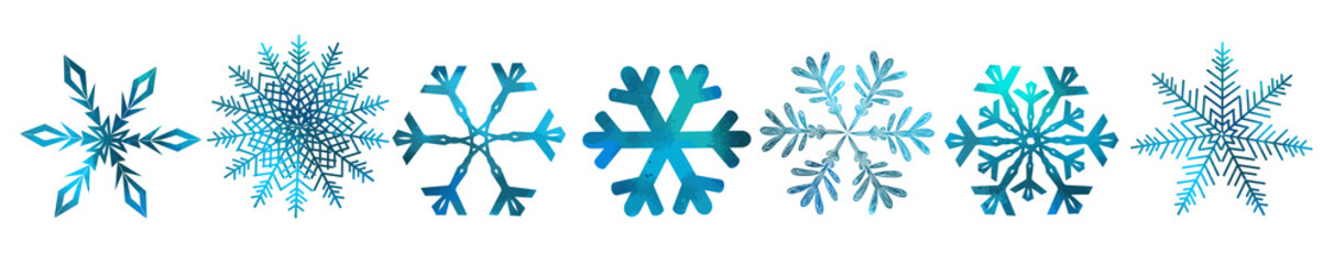 A set of colorful snowflakes. Vector illustration