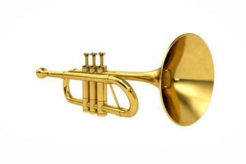 Obraz na płótnie Canvas golden trumpet isolated on white background