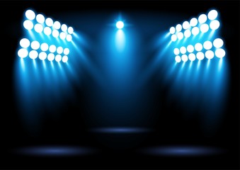 Bright blue stadium arena lighting spotlight Graphic element vector illustration