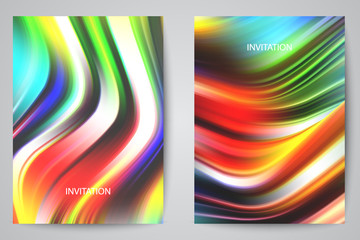  Set of banners with shadow with color beautiful wavy lines background.