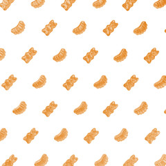 Jelly gummy bears. Jelly bear orange fruit. Jelly gummy orange fruits isolated on white background