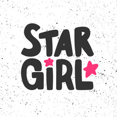 Star girl. Sticker for social media content. Vector hand drawn illustration design. 