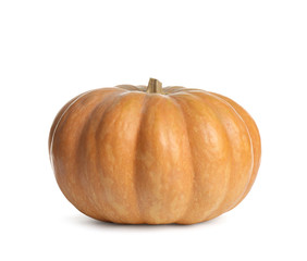 Fresh ripe pumpkin isolated on white background. Autumn season