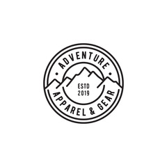 Obraz premium Vintage Retro Mountain Stamp for Adventure Team Outdoor Gears Label Logo design