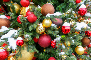 Toys and decorations on the Christmas tree