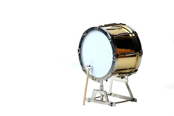 Fototapeta na wymiar bass-drum isolated on white background. Image contains copy space