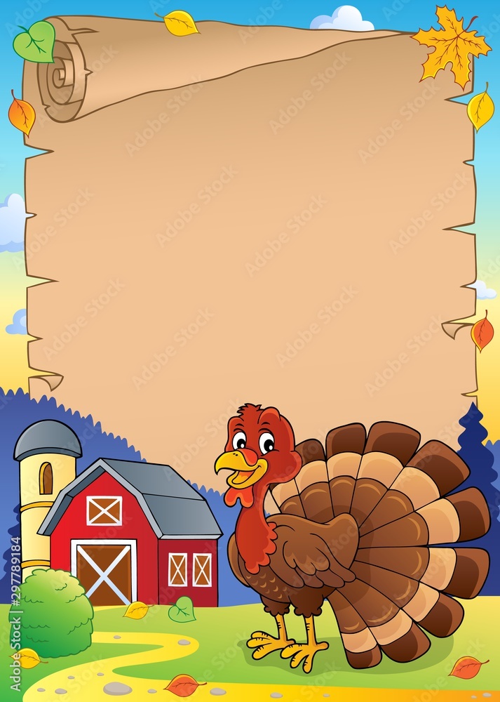 Sticker turkey bird theme parchment 1