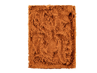 Ground red pepper isolated on white background with copy space for text or images. Spices and herbs. Packaging concept. Close-up shot.