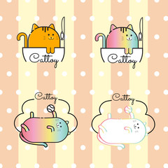 cat logo,pastel color