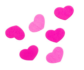 Fototapeta na wymiar Pink hearts isolated on a white background