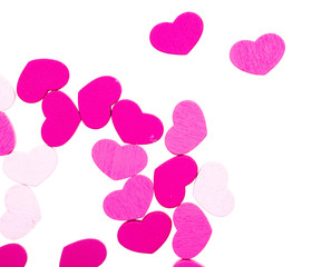 Pink hearts isolated on a white background