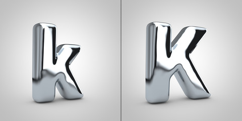 Chrome letter K isolated on white background