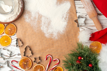 Fototapeta na wymiar Close up of making holiday christmas gingerbread cookies process