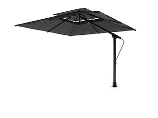 Professional beach umbrella for cafe right side view 3D render on white background no shadow