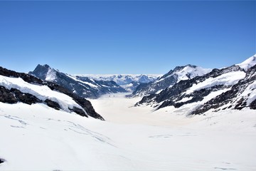 Fototapeta na wymiar Panorama del glaciar del Jungfrau en Suiza