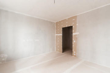 Russia, Moscow- May 29, 2019: interior room apartment. rough repair for self-finishing. finishing stage of construction