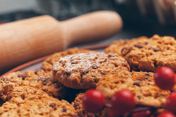 Beautiful composition of Christmas cooking of traditional holiday sweets