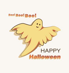  Halloween. Ghost, phantom. Icon. Scary ghostly monster. Cute cartoon spooky character.
