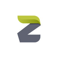 Z letter eco logo with green leaf.