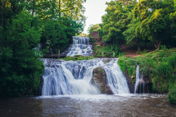 Fototapeta premium Dzhurynskyi waterfall near Nyrkiv village in Ukraine