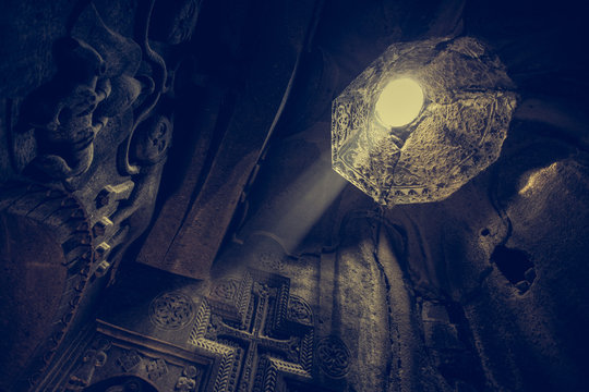 Ray of light in Geghard Monastery.