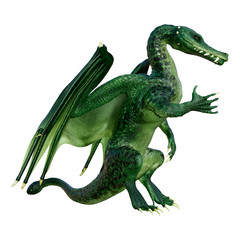 3D Rendering Fairy Tale Dragon on White