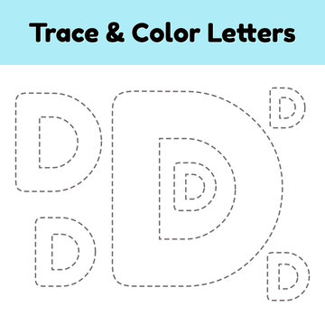 Trace Line Letter For Kindergarten And Preshool Kids. Write And Color.