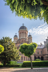 Fototapeta na wymiar Three Saints Orthodox church in National University in Chernivtsi, Ukraine