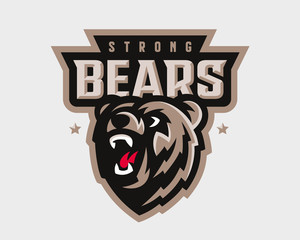 Bear modern logo. Grizzly design emblem template for a sport and eSport team.