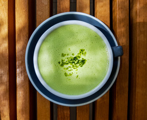 Hot green tea or matcha latte.