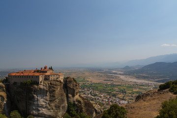 a magnificent daytime trip through the Kalambaka mountains to the Meteora monastery complex with beautiful views from different points and rocks. Thessaly, Greece