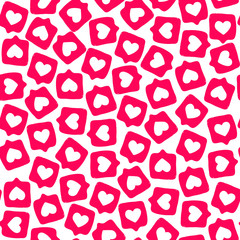 Vector seamless pattern with like heart shape for social media content. Vector hand drawn illustration design. 