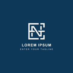 Logo Letter EN Monogram, Simple Initial E + N Design Modern.