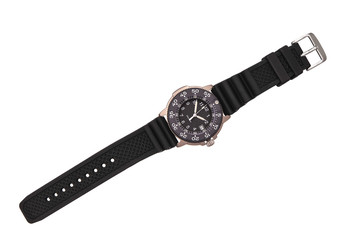 Wristwatch isolate on a white background. Sports wrist watch with a nylon bracelet. Watches for scuba divers.