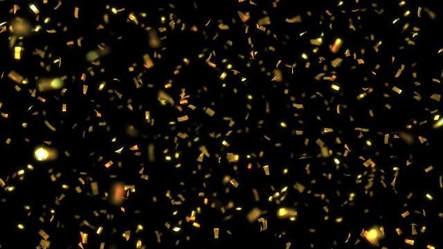 gold confetti. slow motion. alpha matte
