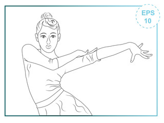 Vector black and white picture of a ballroom dancer in lines. Vector illustration of a ballroom dancer